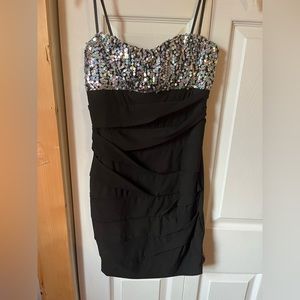 Strapless sequin black Bodycon dress